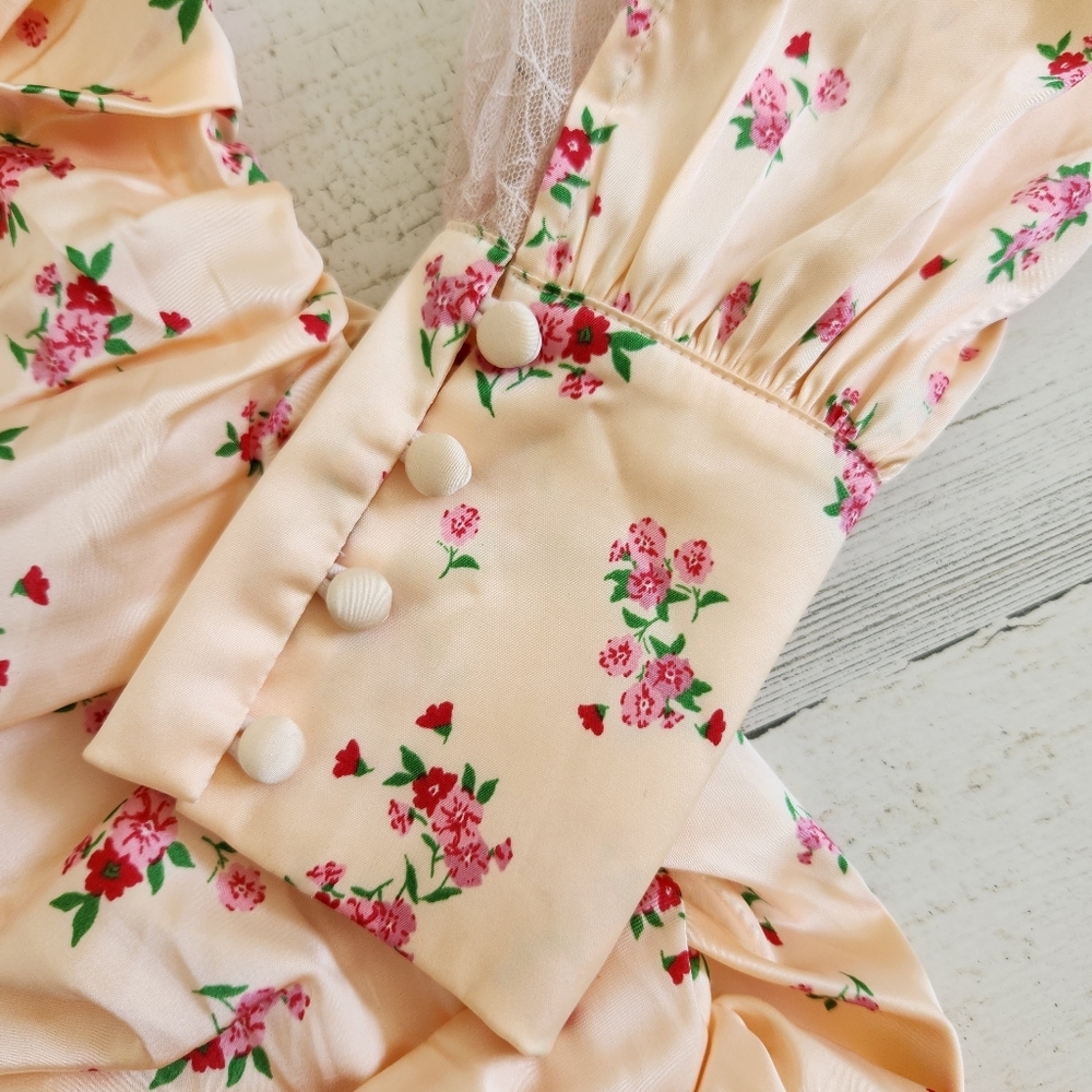 For Love And Lemons Aster Floral Mini Dress Peach NWT Size Small - Picture 13 of 14